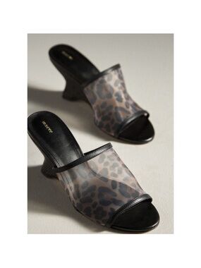 Maeve Leopard Mesh Mule Wedges